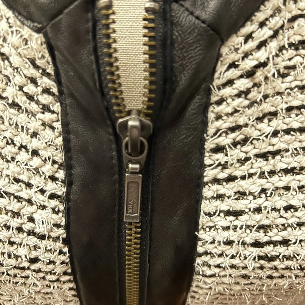 Coco Chanel Joie Black and White Mixed Media Structured Zip-Up Cardigan - Picture 4 of 11